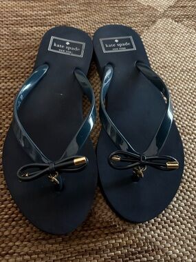 Kate Spade New York Nova Bow Flip Flops Navy Blue Women’s Size 7/8